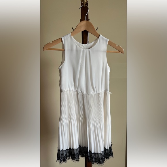 Girls Blush By Us Angels Dress - White with Black Lace Trim - 8 - Picture 4 of 4